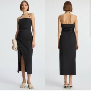 ALC Black Halter Sheath Dress with Slit NWT